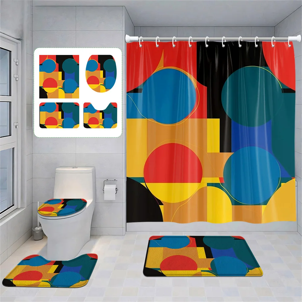 Nordic Minimalist Abstract Geometric Bathroom suit Morandi Shower Curtain Floor Mat Toilet Mat Four-piece Home Decoration
Nordic Minimalist Abstract Geometric Bathroom suit Morandi Shower Curtain Floor Mat Toilet Mat Four-piece Home Decoration