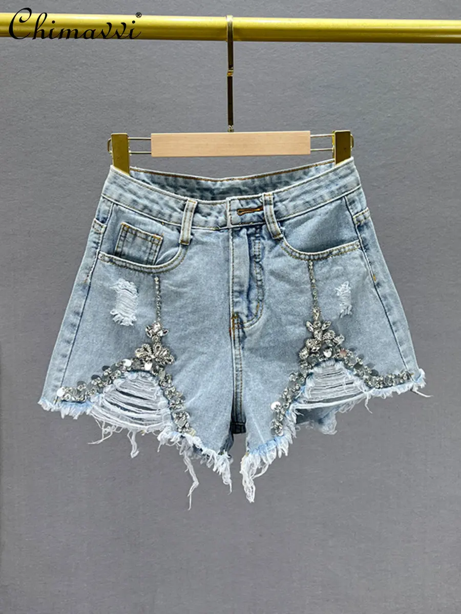 Diamond Denim Shorts Women's 2023 Summer Clothes New Fashion High Waist Slim-fit Shorts European Ripped A- Line Hot Pants
Diamond Denim Shorts Women's 2023 Summer Clothes New Fashion High Waist Slim-fit Shorts European Ripped A- Line Hot Pants