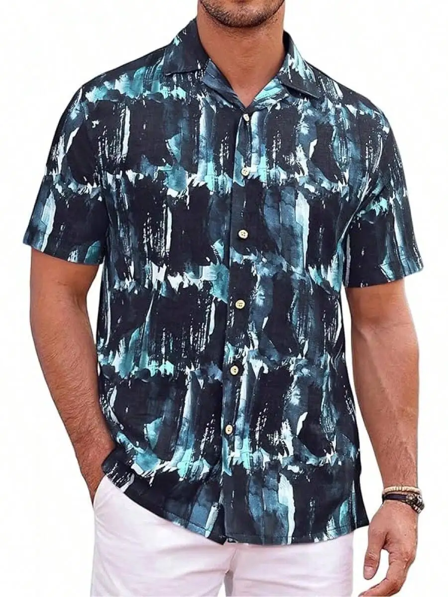 Mens Linen Cotton Short Sleeve Casual Print Shirt For Summer Beach
Mens Linen Cotton Short Sleeve Casual Print Shirt For Summer Beach
