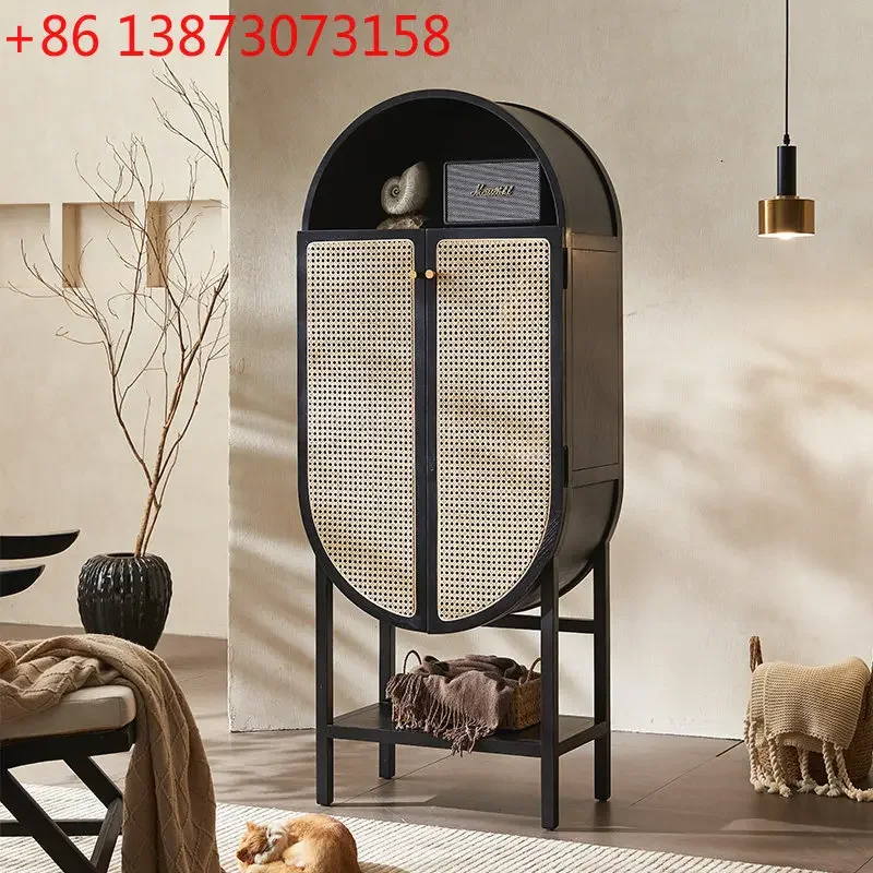 Wabi-sandy wind solid wood medieval rattan weaving storage retro storage display cabinet
Wabi-sandy wind solid wood medieval rattan weaving storage retro storage display cabinet
