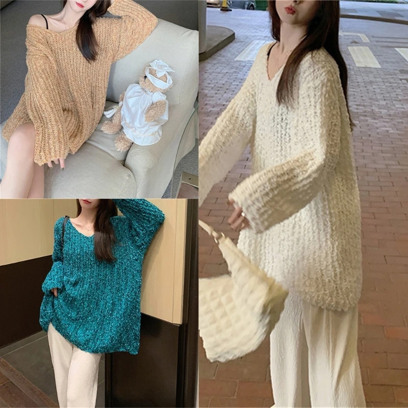 Soft and Warm Loose Knit Solid Color Long Sleeve Sweater for Women Neck Pullover Tops
Soft and Warm Loose Knit Solid Color Long Sleeve Sweater for Women Neck Pullover Tops