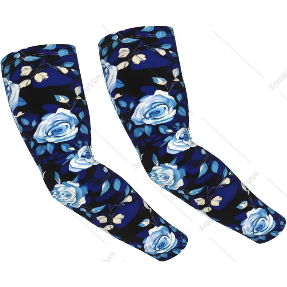 Blue Flower Pattern Roses print Adult ice silk cooling arm cover protection and finger hole cooling arm cover lightweight
Blue Flower Pattern Roses print Adult ice silk cooling arm cover protection and finger hole cooling arm cover lightweight
