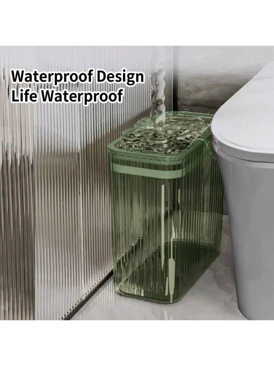Green Transparent Waterproof Trash Can With Press Lid 15L Slim Waste Bin For Bathroom Bedroom Office
Green Transparent Waterproof Trash Can With Press Lid 15L Slim Waste Bin For Bathroom Bedroom Office