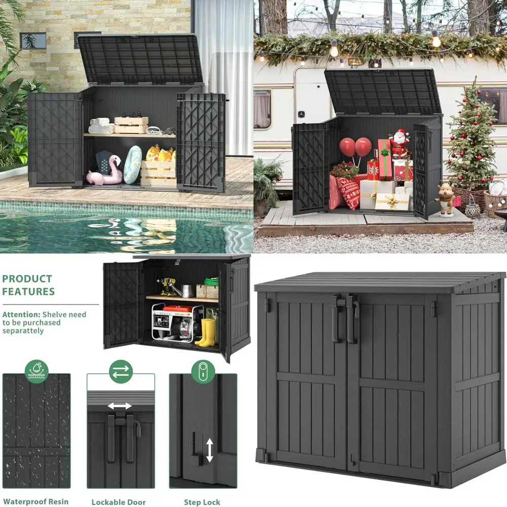 36-Cu. футов. Уличный навес из смолы, устойчивый к атмосферным воздействиям горизонтальный шкаф для хранения с двойным замком для патио, заднего двора или гаража (Bla
36-Cu. футов. Уличный навес из смолы, устойчивый к атмосферным воздействиям горизонтальный шкаф для хранения с двойным замком для патио, заднего двора или гаража (Bla