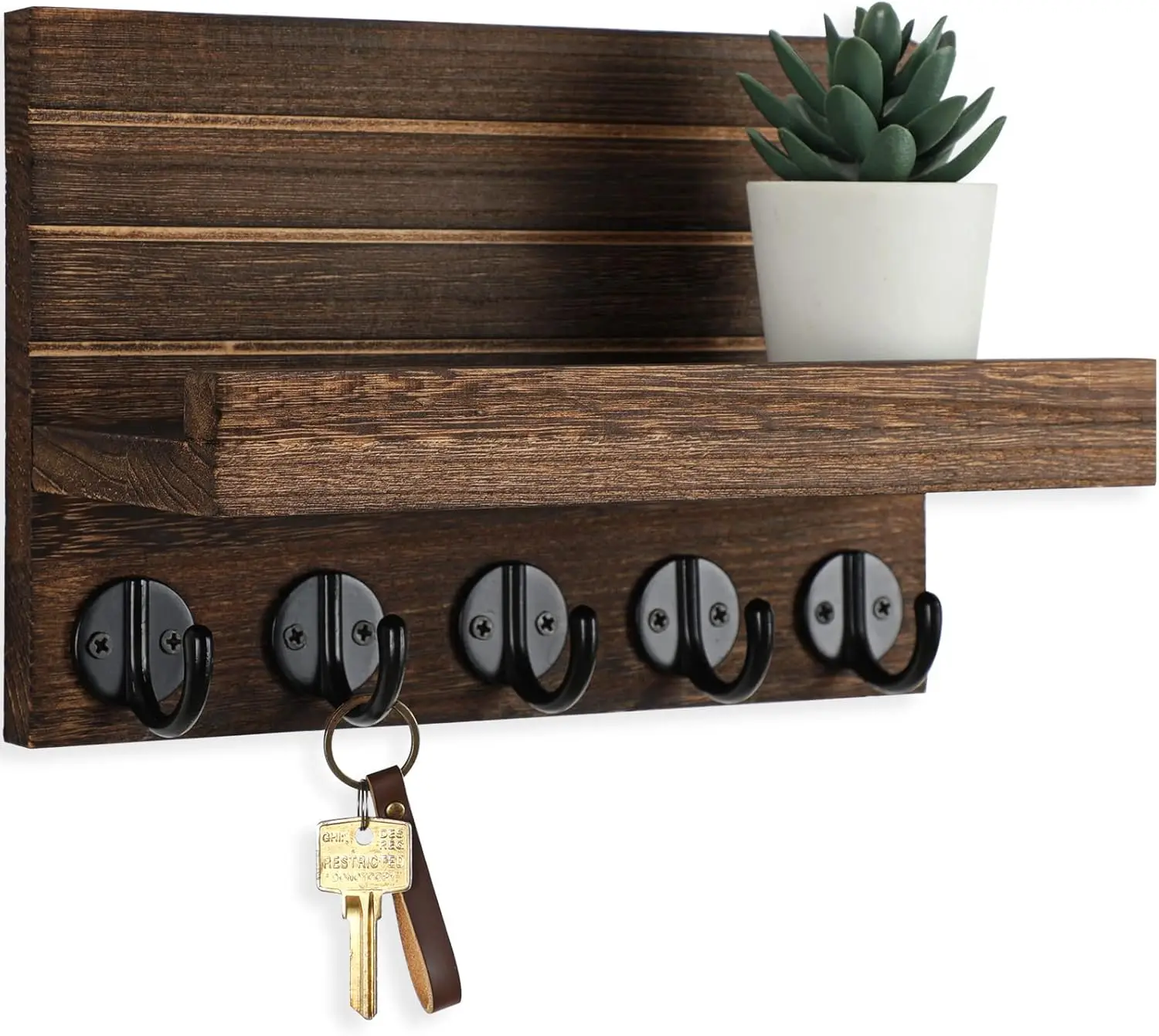 Lwenki Key Holder for Wall, Decorative Key and Mail Holder with Shelf Has Large Key Hooks for Bags, Coats – Paulownia Wood Key Hanger with Mounting Hardware (9.8”W x 6.7”H x 4.2”D) (Brown)
Lwenki Key Holder for Wall, Decorative Key and Mail Holder with Shelf Has Large Key Hooks for Bags, Coats – Paulownia Wood Key Hanger with Mounting Hardware (9.8”W x 6.7”H x 4.2”D) (Brown)