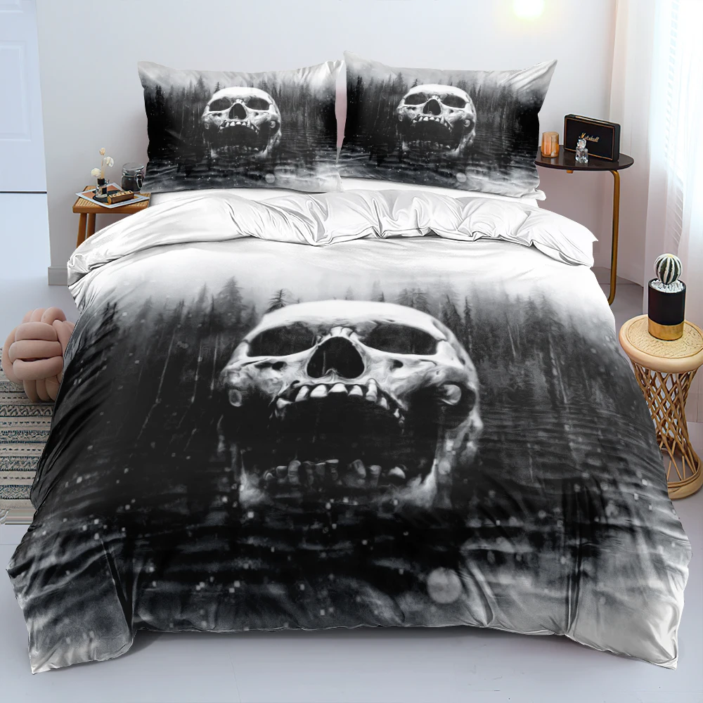 3D Howling Skull Bedding Set Black And White Gothic Comforter Cover Set Twin Full Queen King Size 135x200cm Bed Linen for Gift
3D Howling Skull Bedding Set Black And White Gothic Comforter Cover Set Twin Full Queen King Size 135x200cm Bed Linen for Gift