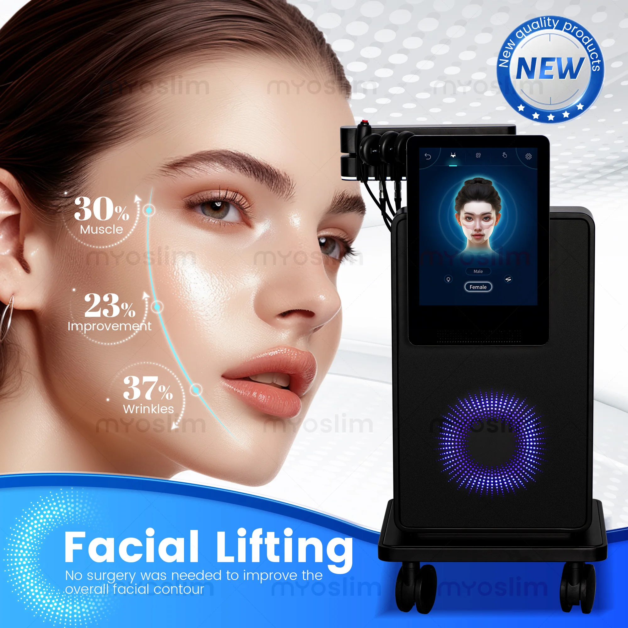 New MYOslim Face Beauty Device with Temperature, Micro-current, Electromagnetic Wave, Tighten Skin, Reduce Wrinkles, Home Use
New MYOslim Face Beauty Device with Temperature, Micro-current, Electromagnetic Wave, Tighten Skin, Reduce Wrinkles, Home Use