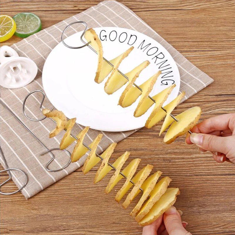 1Set Rotating Potato Tower Spiral Potato Slicing Knife Skewer Manual Rotating BBQ Kitchen Accessories Gadgets for Kitchen
1Set Rotating Potato Tower Spiral Potato Slicing Knife Skewer Manual Rotating BBQ Kitchen Accessories Gadgets for Kitchen