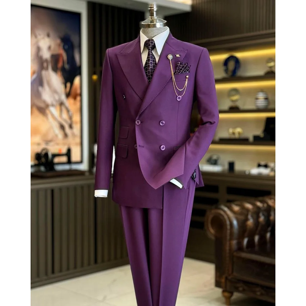 Casual Purple Double Breasted Peak Lapel Two Pieces (Jacket+Pants) Wedding Formal Office Fashion Man Sets
Casual Purple Double Breasted Peak Lapel Two Pieces (Jacket+Pants) Wedding Formal Office Fashion Man Sets