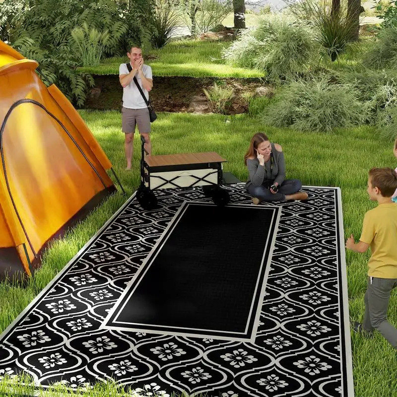 Outsunny Reversible Outdoor Rug, Waterproof Plastic Straw with Carry Bag, 9' x 18', Black & White Gourd Border
Outsunny Reversible Outdoor Rug, Waterproof Plastic Straw with Carry Bag, 9' x 18', Black & White Gourd Border