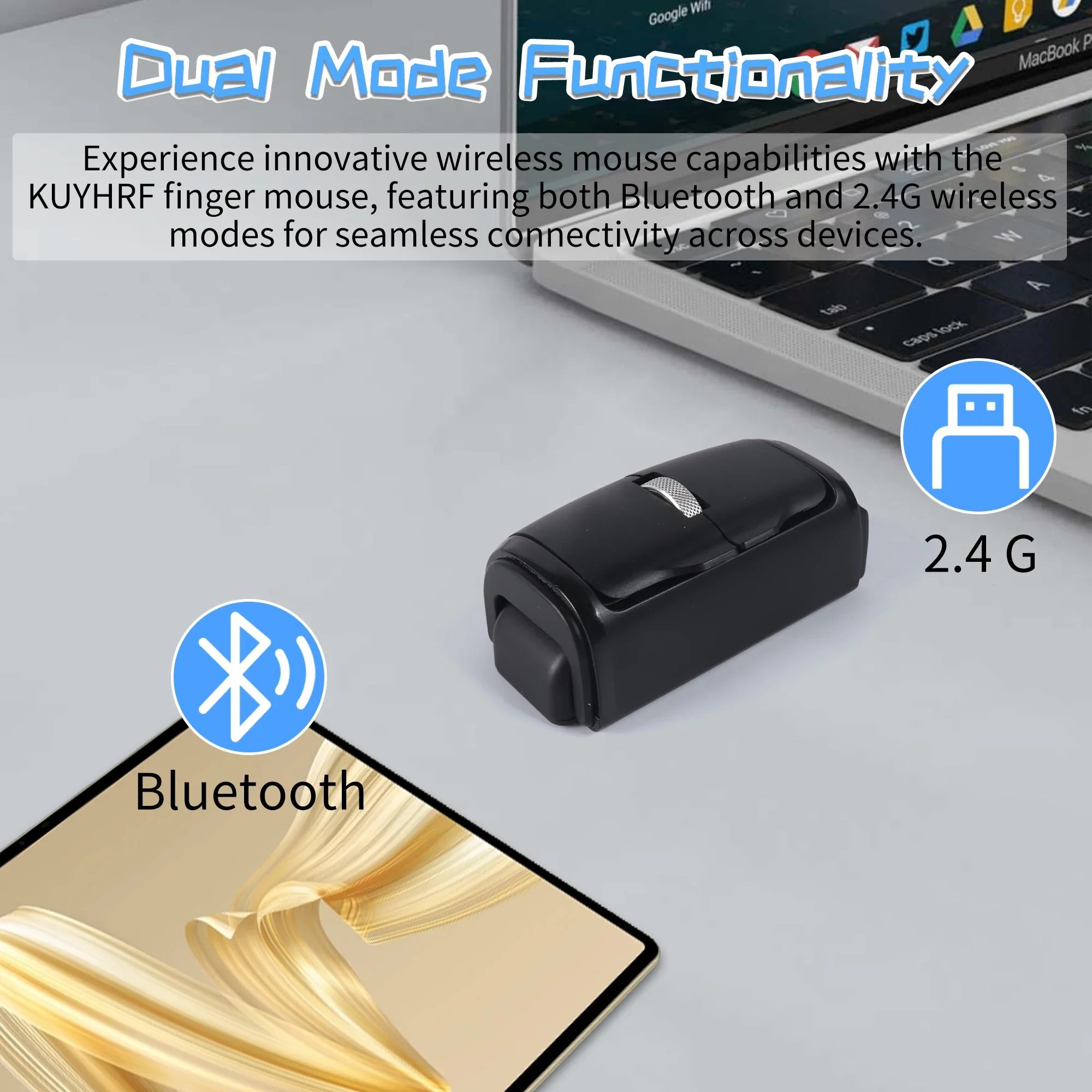 Mini Wireless Finger Mouse 2.4G Bluetooth Dual Mode Horizontal and Vertical Dual-Use Rechargeable Portable Mouse for Laptop PC
Mini Wireless Finger Mouse 2.4G Bluetooth Dual Mode Horizontal and Vertical Dual-Use Rechargeable Portable Mouse for Laptop PC