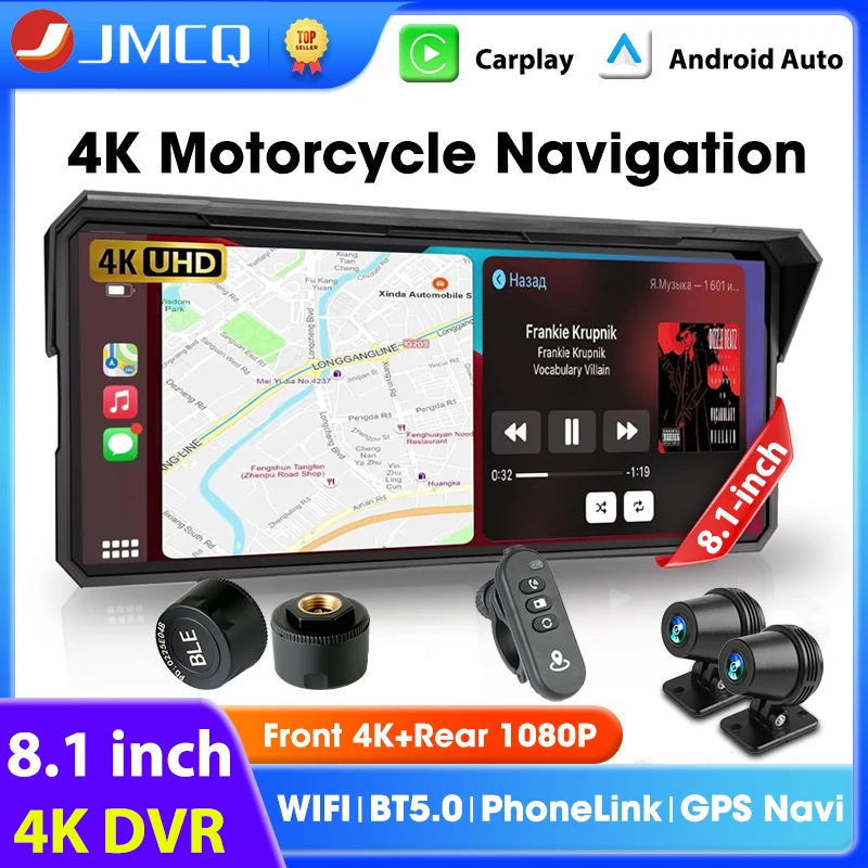 8,1-дюймовый мотоцикл Carplay 4K + 1080P с двумя объективами IPX7 Водонепроницаемый дисплей Беспроводной CarPlay и Android Auto Moto GPS-навигация
8,1-дюймовый мотоцикл Carplay 4K + 1080P с двумя объективами IPX7 Водонепроницаемый дисплей Беспроводной CarPlay и Android Auto Moto GPS-навигация