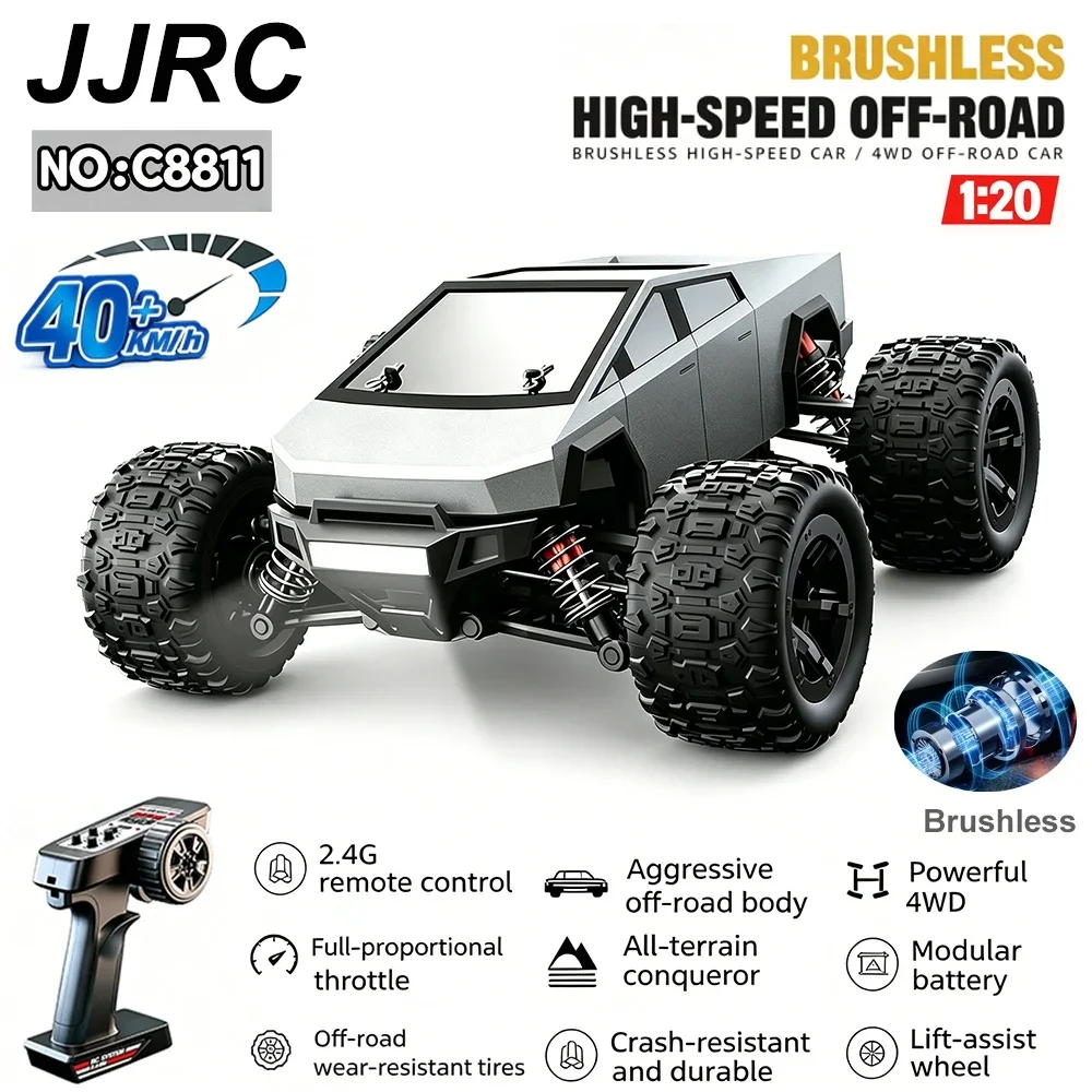 JJRC Cyber C8811 1:20 Scale RC Car 2.4G 4WD High-Speed Off-Road Car Brushless Motor Outdoor Pickup Toy for Boy's Birthday Gift
JJRC Cyber C8811 1:20 Scale RC Car 2.4G 4WD High-Speed Off-Road Car Brushless Motor Outdoor Pickup Toy for Boy's Birthday Gift