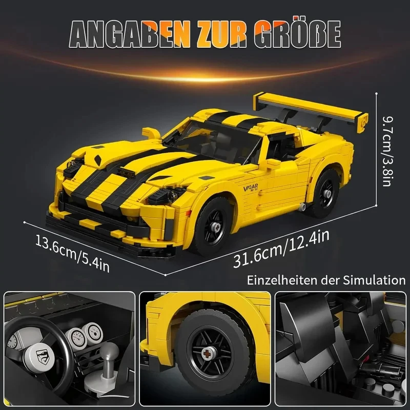MOULD KING 10046 Creative MOC-120125 Viper Supercar Building Blocks 1236PCS Technical Hypercar Ideal Toys for boys Birthday Gift
MOULD KING 10046 Creative MOC-120125 Viper Supercar Building Blocks 1236PCS Technical Hypercar Ideal Toys for boys Birthday Gift