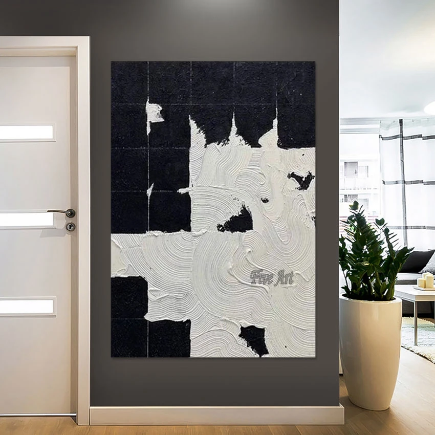 Modern Wall Painting Art Korean Room Decor High Quality Abstract Frameless Picture Black And White Acrylic Painting On Canvas
Modern Wall Painting Art Korean Room Decor High Quality Abstract Frameless Picture Black And White Acrylic Painting On Canvas