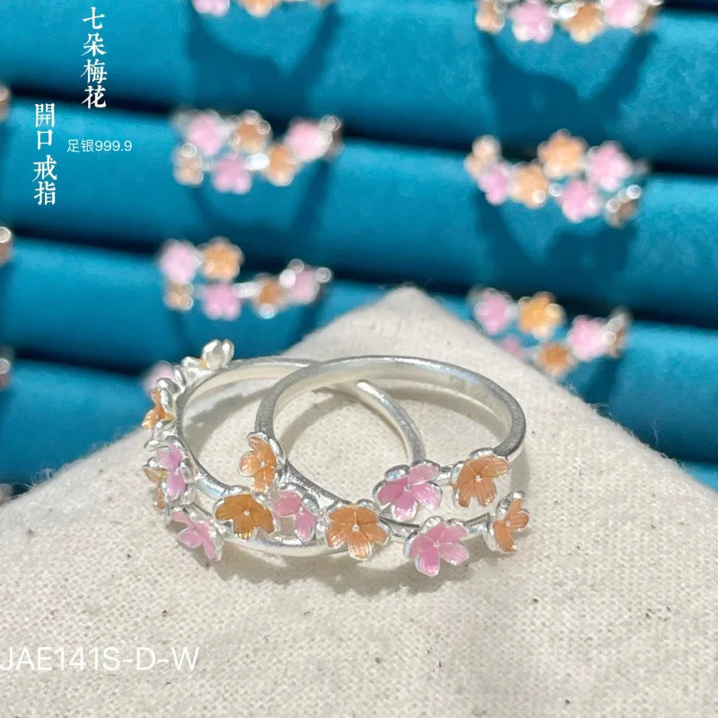 9999 Silver Seven Plum Blossoms Peach Blossom Solid Open Ring National Style Fashion
9999 Silver Seven Plum Blossoms Peach Blossom Solid Open Ring National Style Fashion