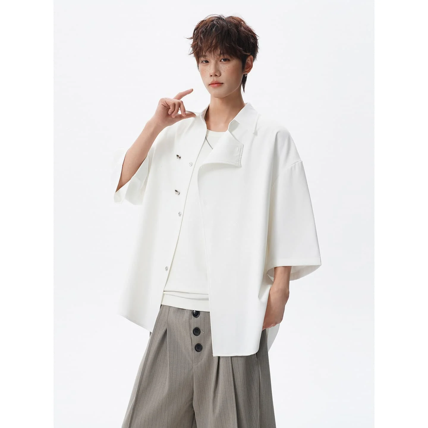 Oversized Asymmetric Oblique Placket Shirt, Premium Stretch Comfort Casual Blouse, Minimalist Short Sleeve Top for Men
Oversized Asymmetric Oblique Placket Shirt, Premium Stretch Comfort Casual Blouse, Minimalist Short Sleeve Top for Men