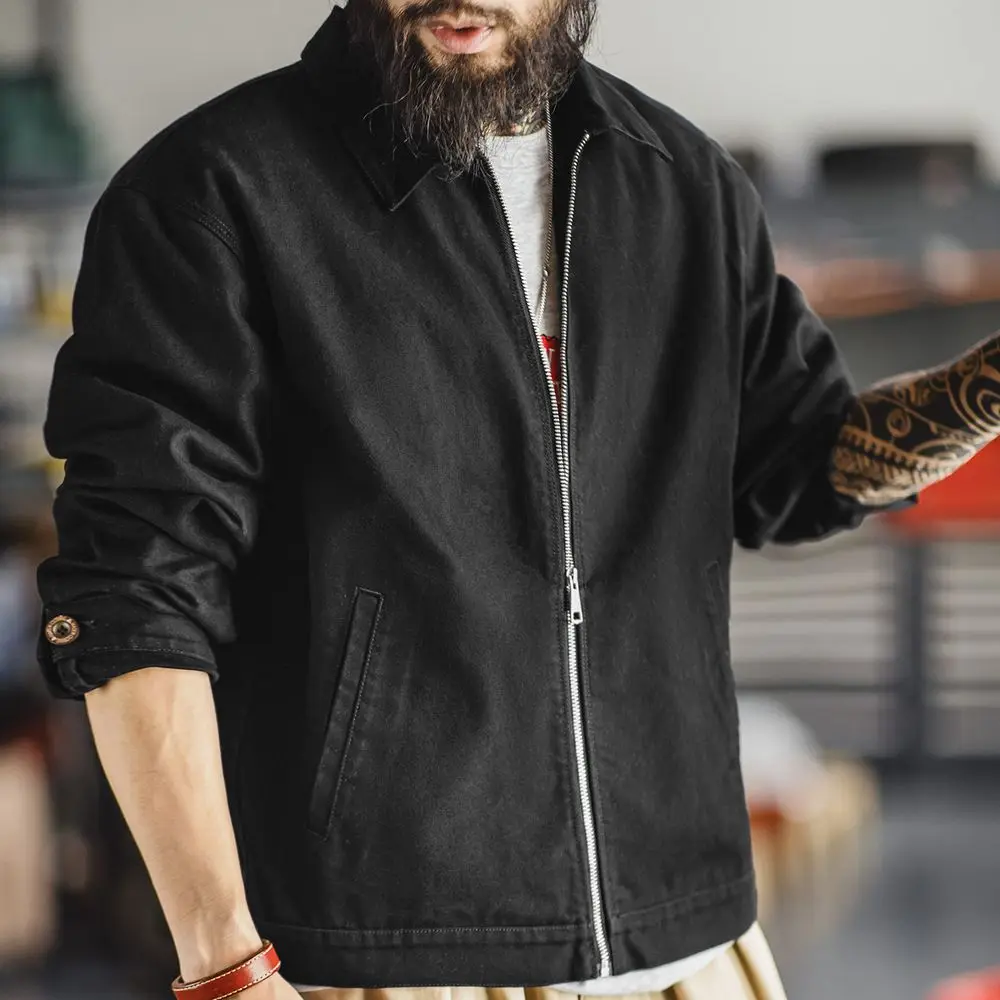 Maden Men's Vintage IKE Jacket Heavyweight Black Cotton full Zip Coat Collar Casual Outdoor Mountain Jacket for Spring Fall
Maden Men's Vintage IKE Jacket Heavyweight Black Cotton full Zip Coat Collar Casual Outdoor Mountain Jacket for Spring Fall