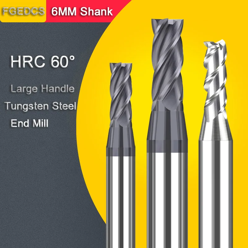 Carbide Tungsten Steel Milling Cutter 6mm 3 Flute Aluminum Large Handle 1 1.5 2 2.5 3 4mm CNC End Mill 4Flute Professional HRC60
Carbide Tungsten Steel Milling Cutter 6mm 3 Flute Aluminum Large Handle 1 1.5 2 2.5 3 4mm CNC End Mill 4Flute Professional HRC60