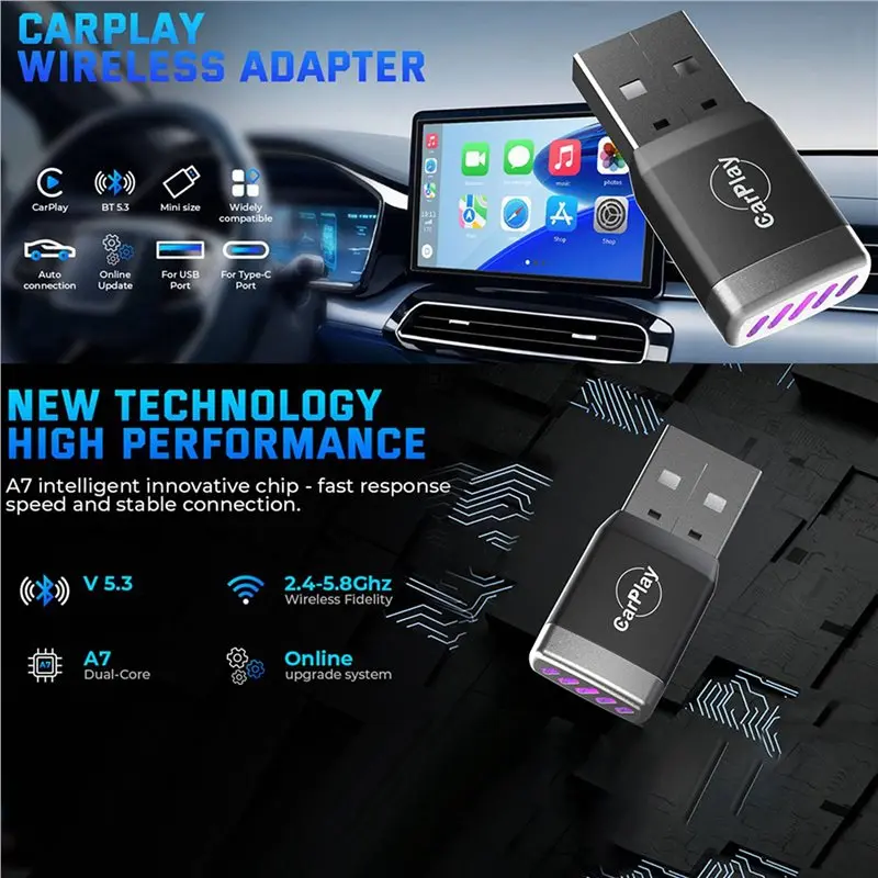 A72Z 2X Wireless Carplay For Android Auto Adapter,USB Wired To Wireless Carplay Converter, Plug & Play, Auto Connect For Cars
A72Z 2X Wireless Carplay For Android Auto Adapter,USB Wired To Wireless Carplay Converter, Plug & Play, Auto Connect For Cars