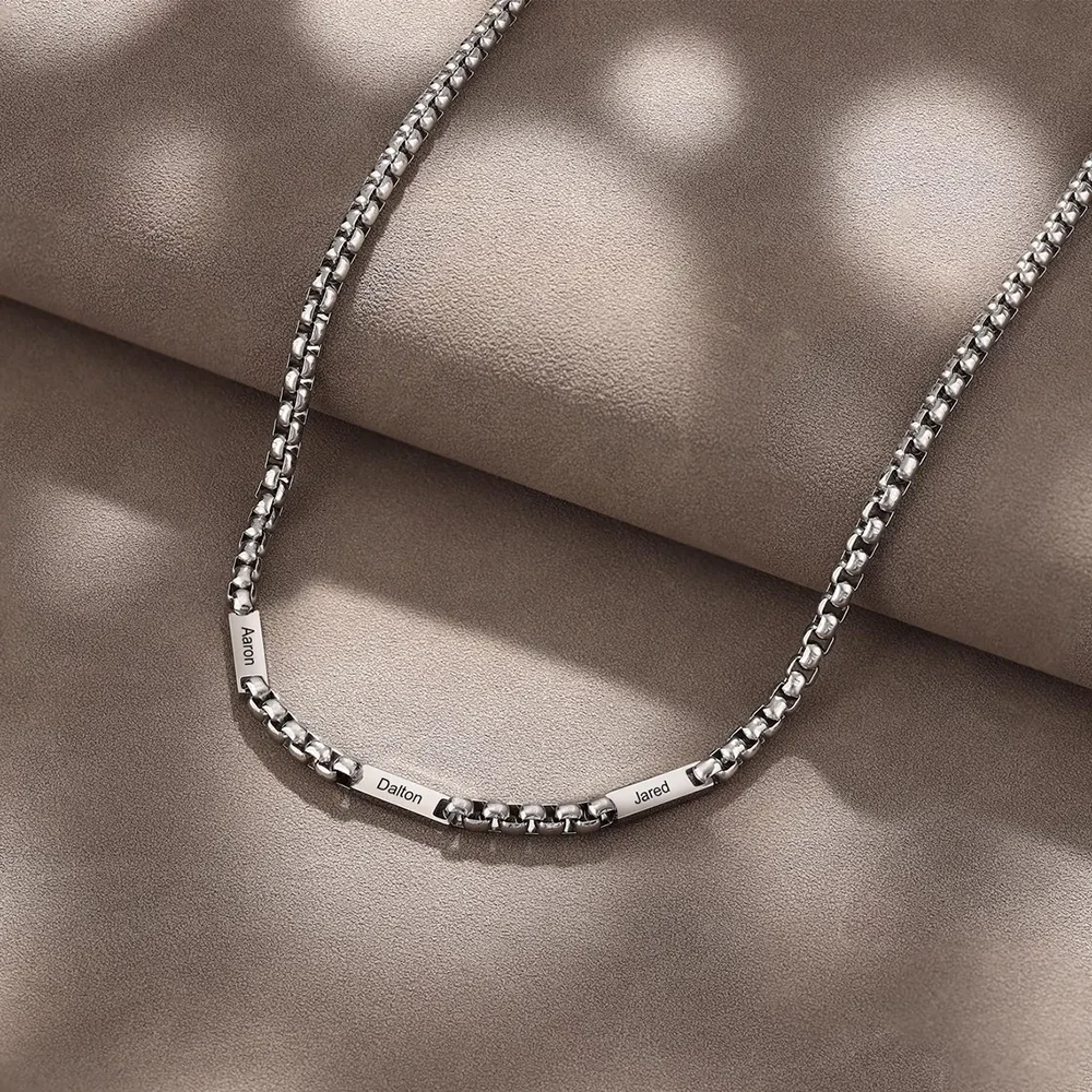Men's Stainless Steel Box Chain Customized Name Necklace Home Carving Court Member Name Hang Tag Fashion Father's Day Gift
Men's Stainless Steel Box Chain Customized Name Necklace Home Carving Court Member Name Hang Tag Fashion Father's Day Gift