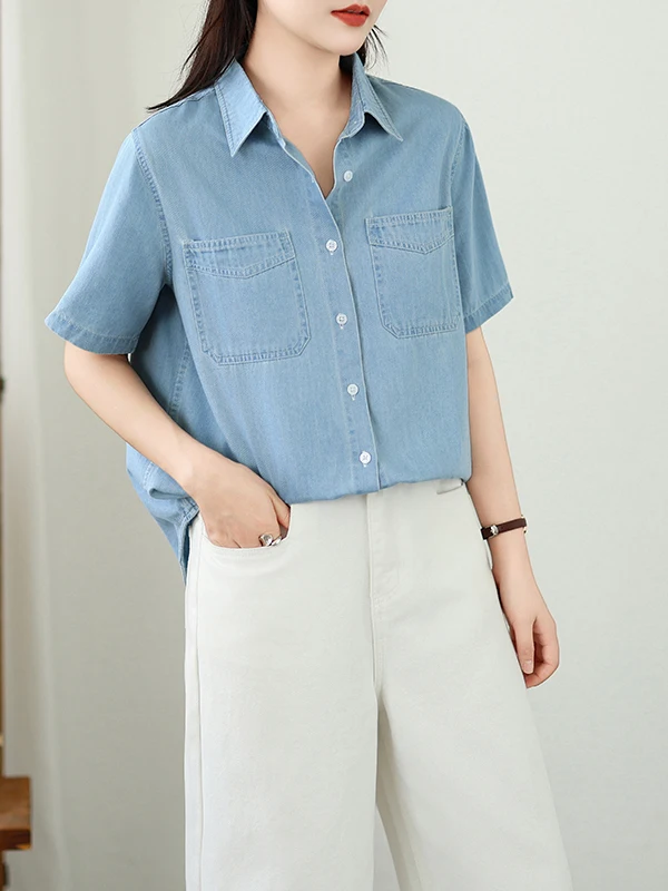 Retro Style Loose Fit Blue Denim Shirt Women's Summer 2026 Short Sleeve Casual Top Fashionable Versatile Loose Shirt
Retro Style Loose Fit Blue Denim Shirt Women's Summer 2026 Short Sleeve Casual Top Fashionable Versatile Loose Shirt
