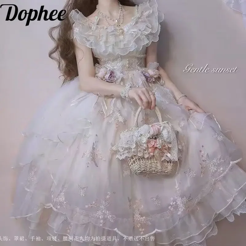 Dophee оригинальные комплекты платьев Лолиты, женское весенне-летнее свадебное платье с цветочной вышивкой, великолепное милое элегантное платье принцессы JSK
Dophee оригинальные комплекты платьев Лолиты, женское весенне-летнее свадебное платье с цветочной вышивкой, великолепное милое элегантное платье принцессы JSK