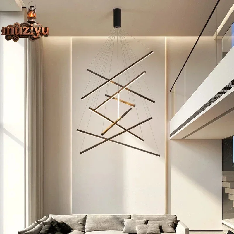 Muziyu Remote Control Black Stair Chandelier Modern LED Long Line Ceiling Lamp Indoor Fixture for Hall Living Duplex Pendant Lig 
Muziyu Remote Control Black Stair Chandelier Modern LED Long Line Ceiling Lamp Indoor Fixture for Hall Living Duplex Pendant Lig