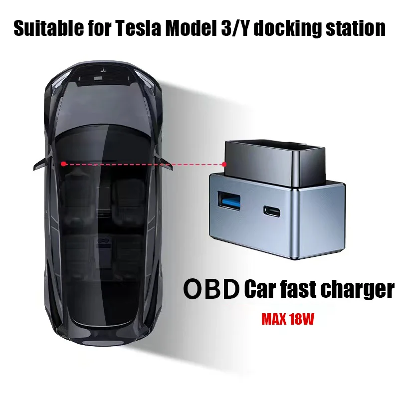 Suitable for Tesla Model 3/Y docking station OBD to USB car charger Tesla hidden PD charger Dual port 18W car charger
Suitable for Tesla Model 3/Y docking station OBD to USB car charger Tesla hidden PD charger Dual port 18W car charger