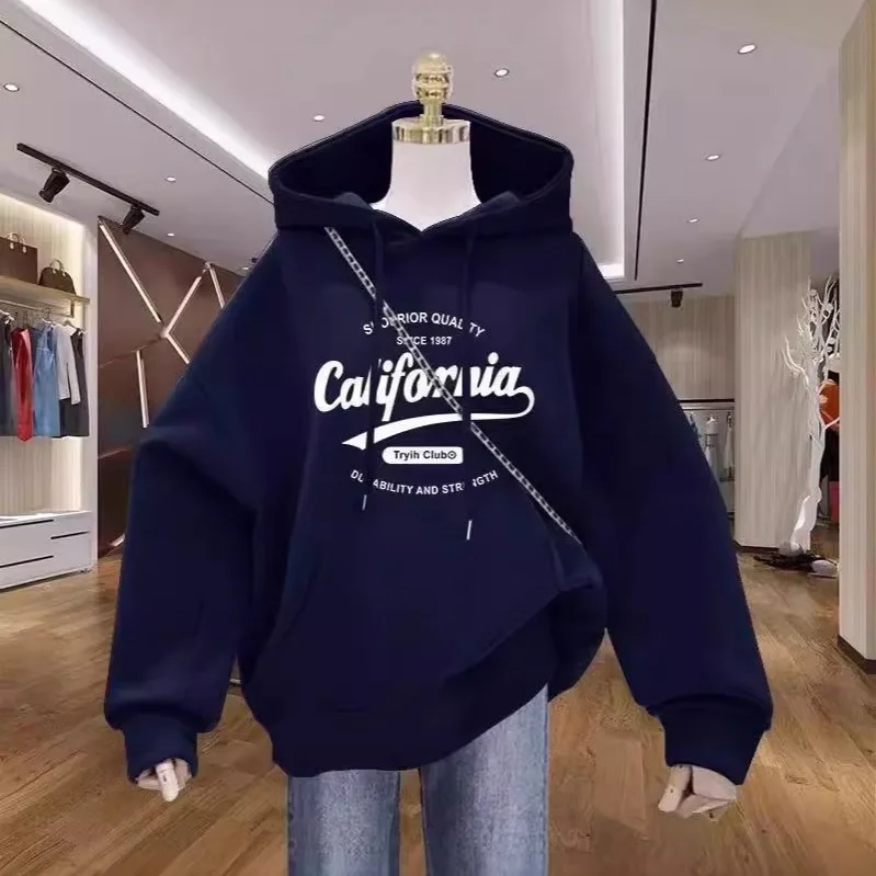 Autumnal Hooded Sweatshirt Women's New 2025 Fleece-Lined Indigo Printed Jacket Top Trendy Chinese Production Thin Material
Autumnal Hooded Sweatshirt Women's New 2025 Fleece-Lined Indigo Printed Jacket Top Trendy Chinese Production Thin Material
