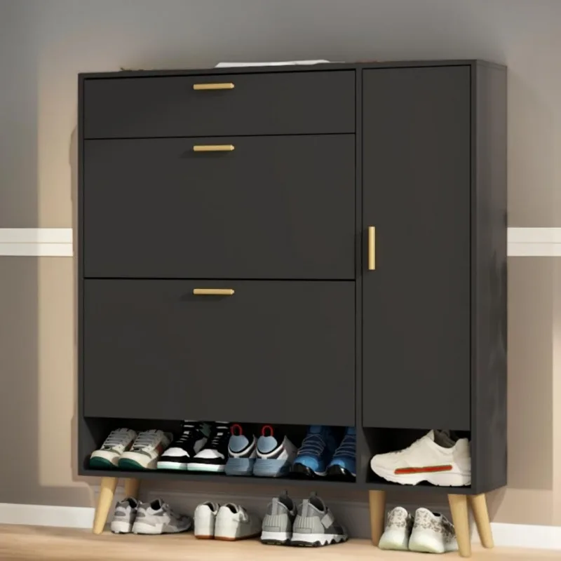 Modern Shoe Cabinet, Free Standing Shoes Rack Cabinet with Doors and 2 Flip Drawers, Black Entryway Narrow Shoe Organizer Cabine
Modern Shoe Cabinet, Free Standing Shoes Rack Cabinet with Doors and 2 Flip Drawers, Black Entryway Narrow Shoe Organizer Cabine
