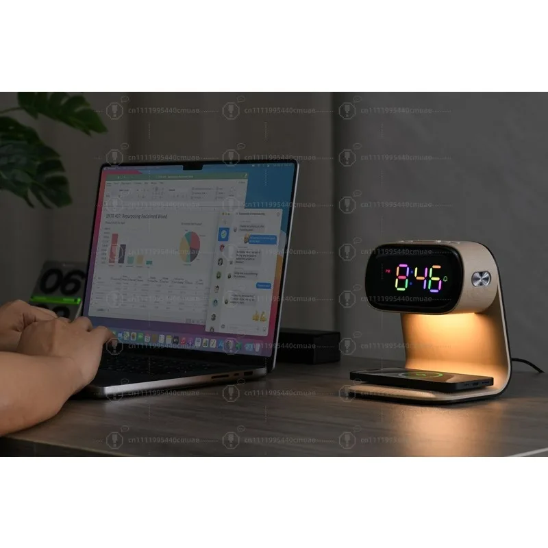 3-In-1 Light Emitting Diode Bedside Light Wireless Charging Night Light Colorful Clock Display Modern Wood Grain Smart Bedroom
3-In-1 Light Emitting Diode Bedside Light Wireless Charging Night Light Colorful Clock Display Modern Wood Grain Smart Bedroom