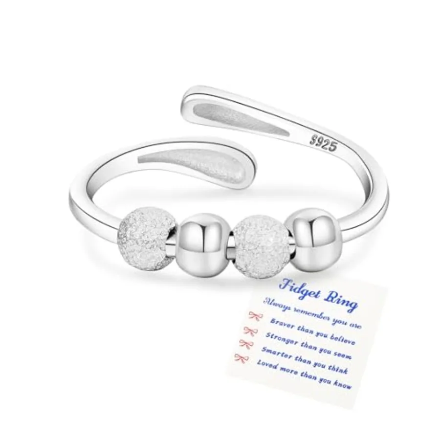 Senteria Anxiety Rings for Women Sterling Silver Rings Adjustable Stress Spinner Rings with Beads Fidget Rings for Anxiety Wome
Senteria Anxiety Rings for Women Sterling Silver Rings Adjustable Stress Spinner Rings with Beads Fidget Rings for Anxiety Wome