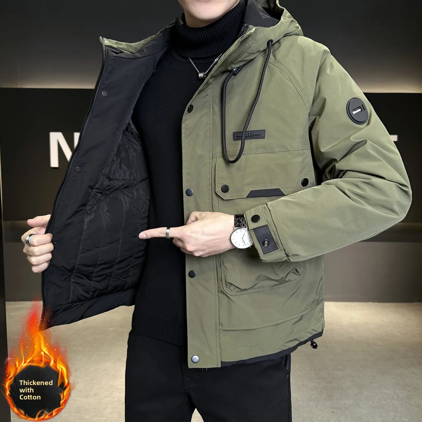 Trendy Men's Casual Thickened Cotton Jacket Autumn Winter New Style Warm Workwear Coat Standard Fit Fashion Urban Style Polye...
Trendy Men's Casual Thickened Cotton Jacket Autumn Winter New Style Warm Workwear Coat Standard Fit Fashion Urban Style Polye...