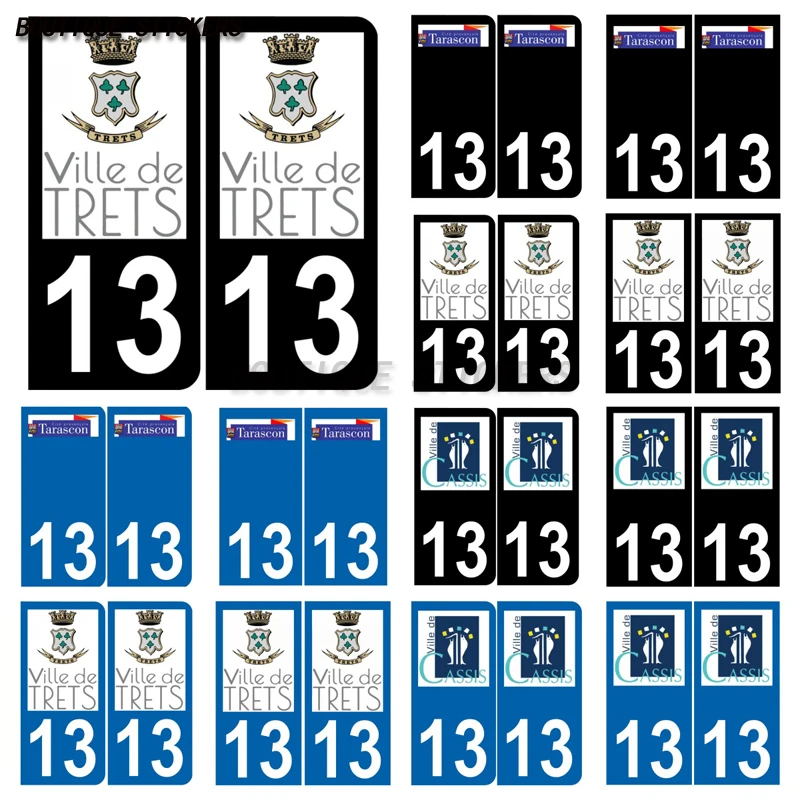 2Pcs Autocollant plaque d'immatriculation française noir bleu 13 Cassis Trets Tarascon logoAutocollant imperméabledePVCdevoiture
2Pcs Autocollant plaque d'immatriculation française noir bleu 13 Cassis Trets Tarascon logoAutocollant imperméabledePVCdevoiture
