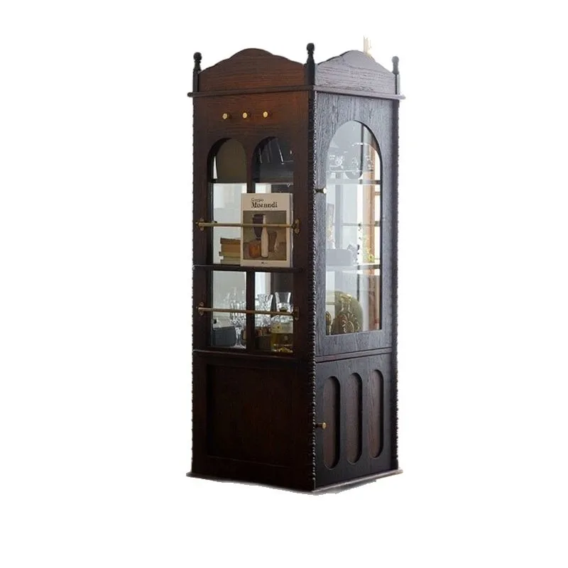 American solid wood bookcase, retro rotating storage cabinet with glass door corner magazine cabinet
American solid wood bookcase, retro rotating storage cabinet with glass door corner magazine cabinet
