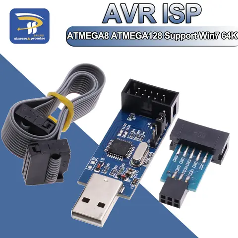 LC-01 1Set 10Pin To 6 Pin Adapter Board+ USBASP USBISP AVR Programmer USB ATMEGA8 ATMEGA128 ATtiny/CAN/PWM 10Pin Wire Module DIY