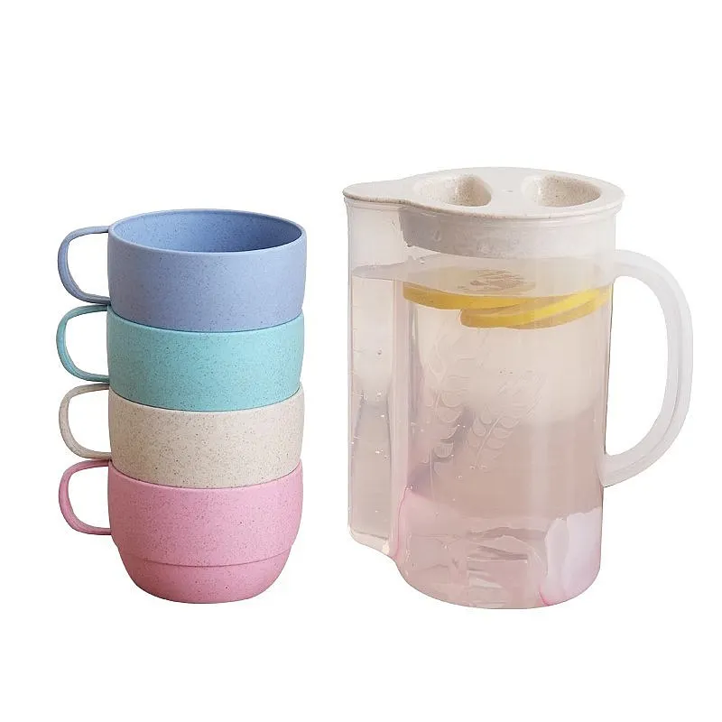 Outdoor Wheat Straw Water Pitcher Set Eco-Friendly Cold Juice Carafe with Cups
Outdoor Wheat Straw Water Pitcher Set Eco-Friendly Cold Juice Carafe with Cups