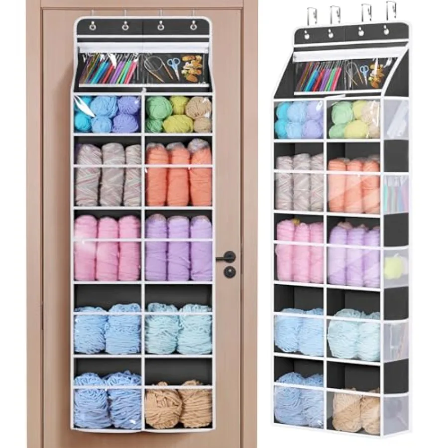 6 Tiers Hanging Yarn Storage Organizer Large Knitting Organizer with 12 Deep Clear Pockets and 10 Mesh Side Pockets Over The Do
6 Tiers Hanging Yarn Storage Organizer Large Knitting Organizer with 12 Deep Clear Pockets and 10 Mesh Side Pockets Over The Do