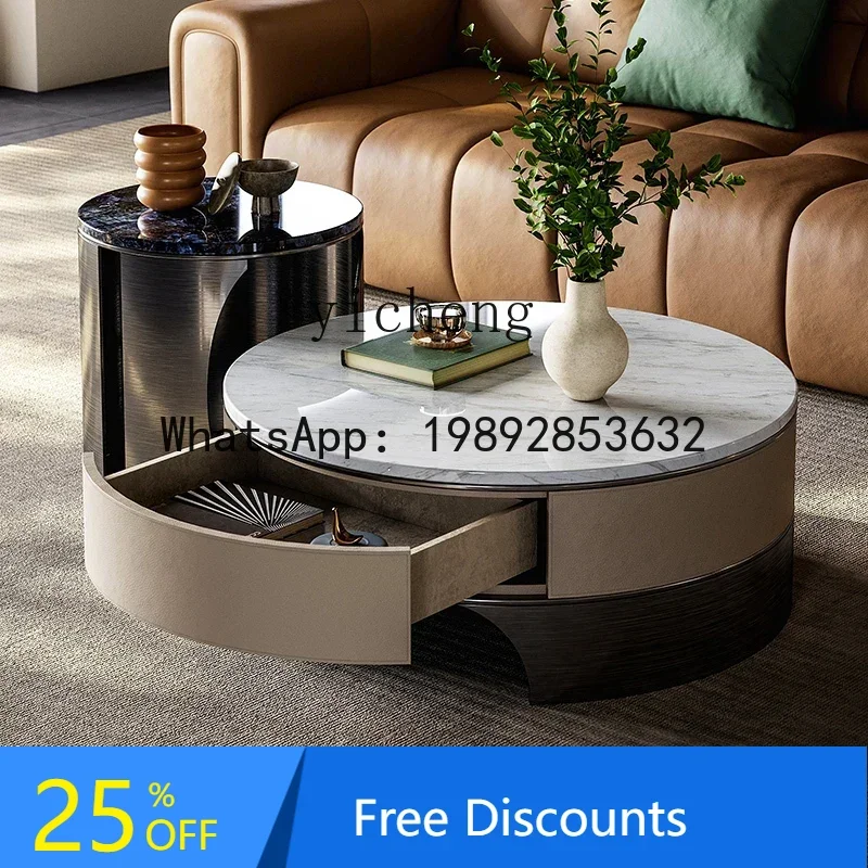 light luxury marble coffee table combination simple living room stainless steel round coffee table
light luxury marble coffee table combination simple living room stainless steel round coffee table