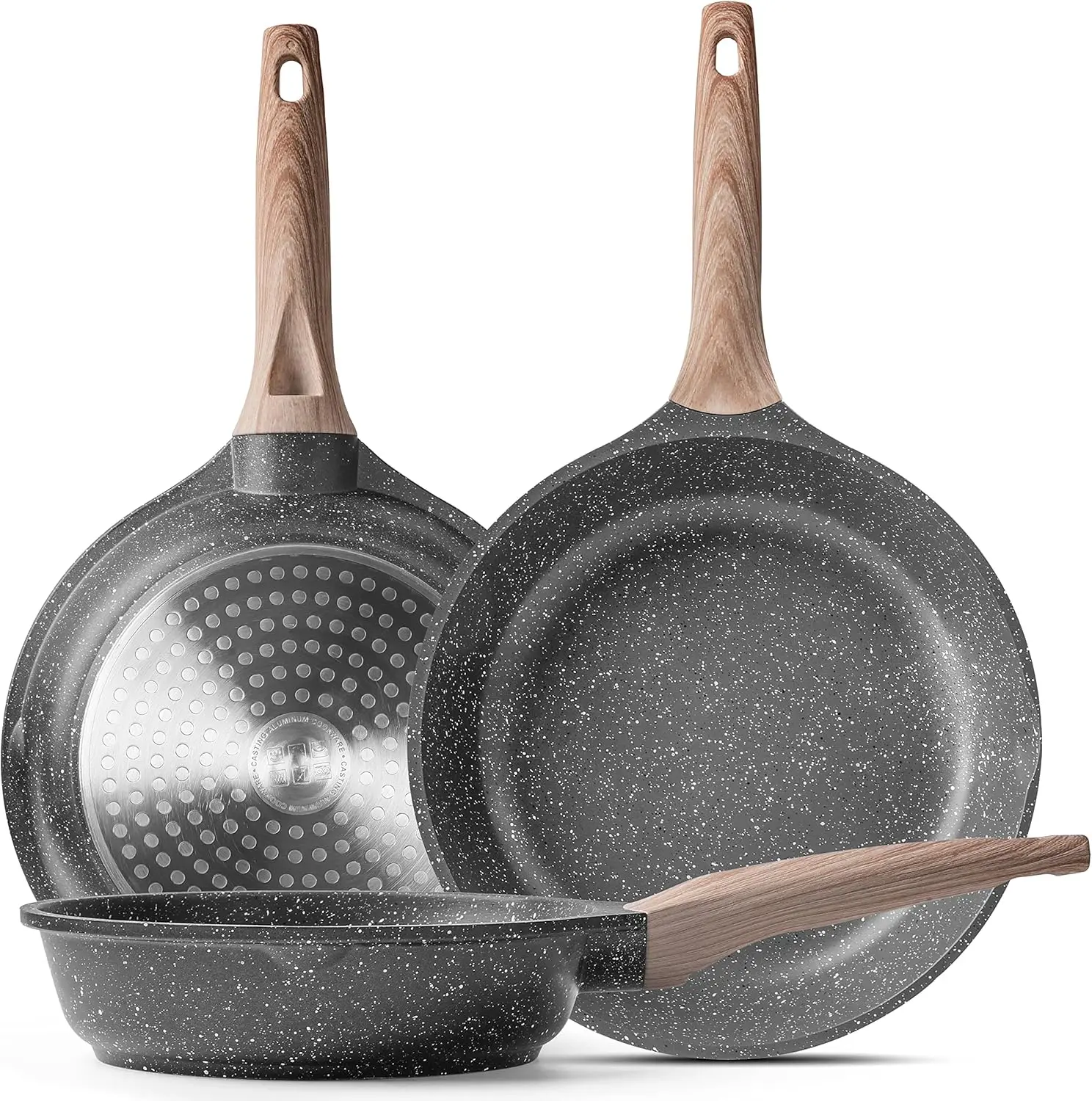 Nonstick Granite Frying Pan Set, Induction Compatible Stone Cookware with Wood Handle, PFOA Free (3-Piece, Gray)
Nonstick Granite Frying Pan Set, Induction Compatible Stone Cookware with Wood Handle, PFOA Free (3-Piece, Gray)