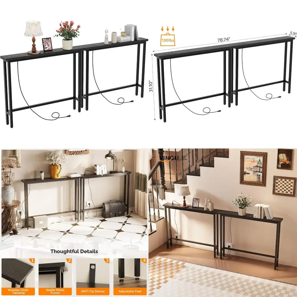 Набор консольных столов для зарядной станции из 2 шт., узкий диван-стол с розеткой, удлинитель стола для прихожей длиной 4,9 фута
Набор консольных столов для зарядной станции из 2 шт., узкий диван-стол с розеткой, удлинитель стола для прихожей длиной 4,9 фута