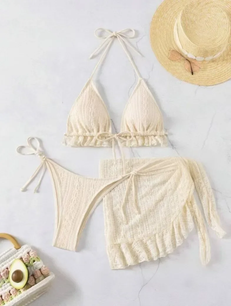 sexy drawstring halter string lace ruffles bikinis sets 3pcs with cover mesh skirt swimsuit bathing suit beach outfits biquini
sexy drawstring halter string lace ruffles bikinis sets 3pcs with cover mesh skirt swimsuit bathing suit beach outfits biquini