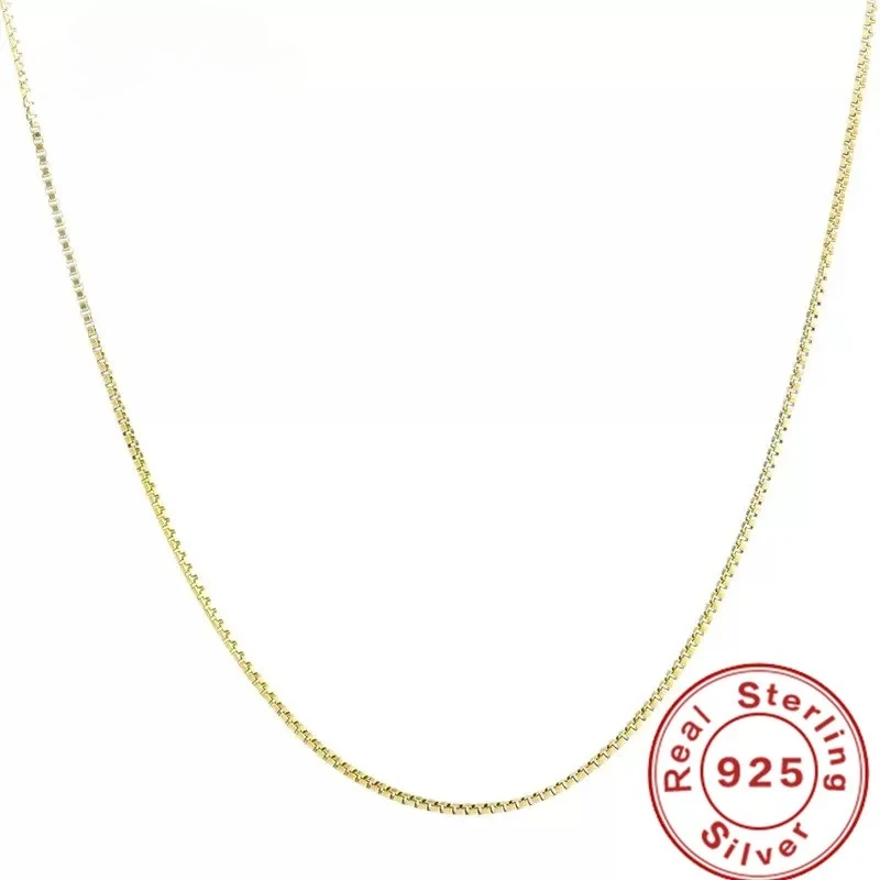 925 Sterling Silver Gold-Plated 1mm Width Box Chain Necklace Fashion Basic Choker for Women Jewelry Gift
925 Sterling Silver Gold-Plated 1mm Width Box Chain Necklace Fashion Basic Choker for Women Jewelry Gift