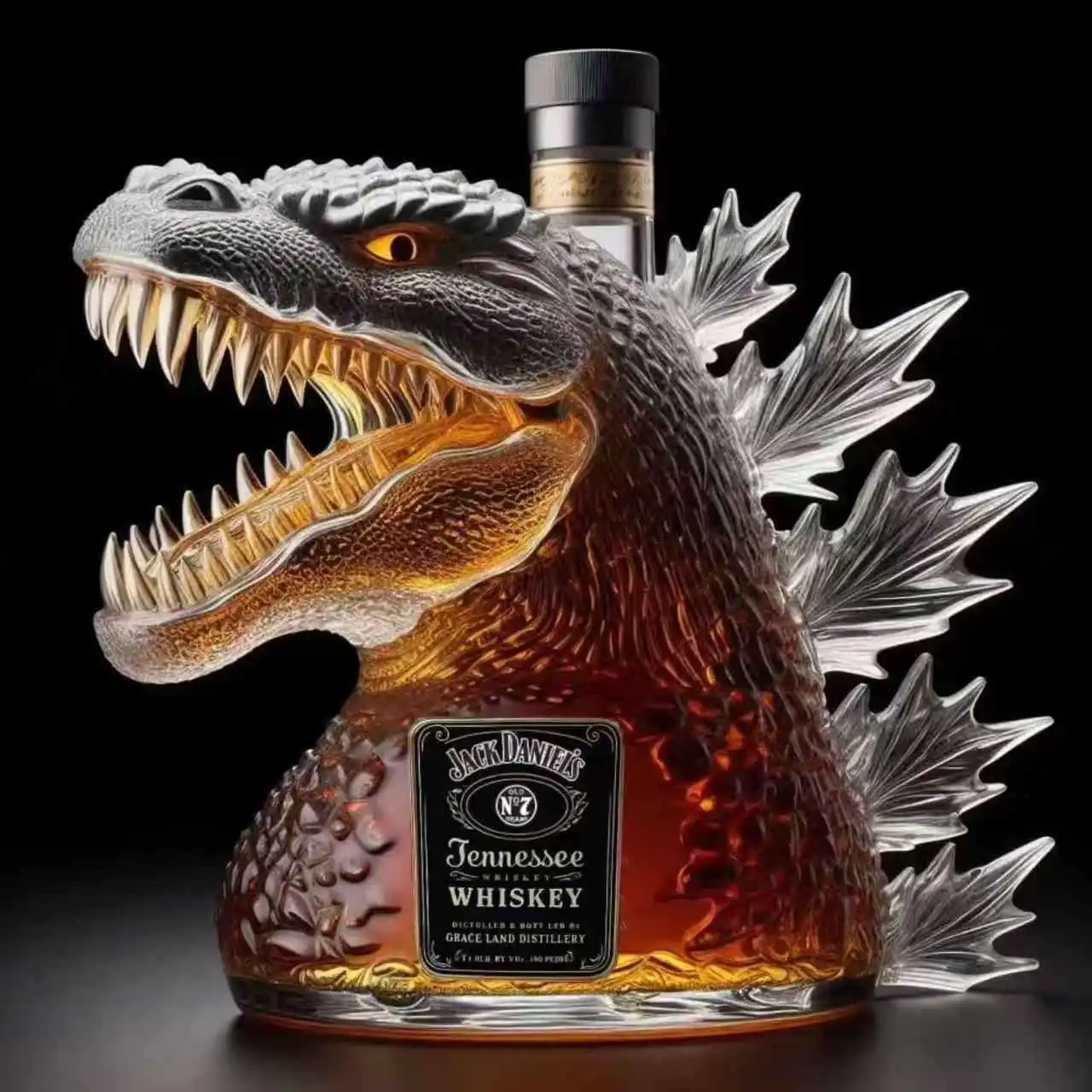Godzilla Shaped Liquor Bottle - Creativity Style Glass Decanter with Metal Pin Stopper, Whiskey/Rum Storage
Godzilla Shaped Liquor Bottle - Creativity Style Glass Decanter with Metal Pin Stopper, Whiskey/Rum Storage
