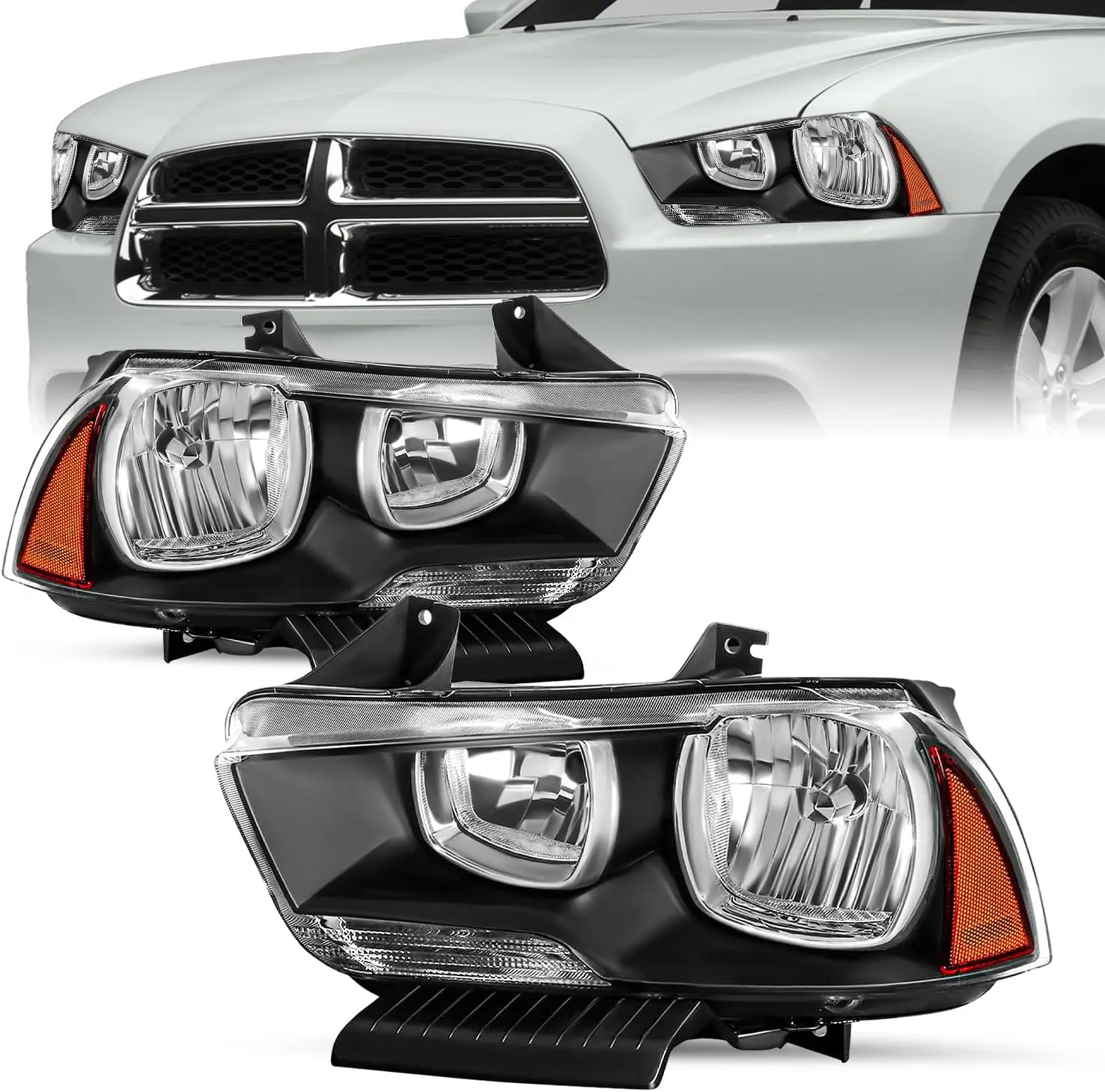 Halogen Type Headlight Assembly Set Compatible with 2011 2012 2013 2014 Dodge Charger Replacement Headlamp Not Fitting HID model
Halogen Type Headlight Assembly Set Compatible with 2011 2012 2013 2014 Dodge Charger Replacement Headlamp Not Fitting HID model