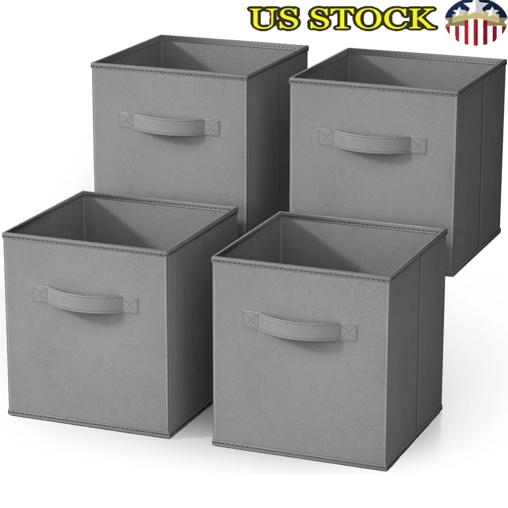 Collapsible Fabric Storage Bins 4 Pack Modern Gray Cube Bins Durable Spacious Organizers Home Office Living Room Toys Clothes
Collapsible Fabric Storage Bins 4 Pack Modern Gray Cube Bins Durable Spacious Organizers Home Office Living Room Toys Clothes