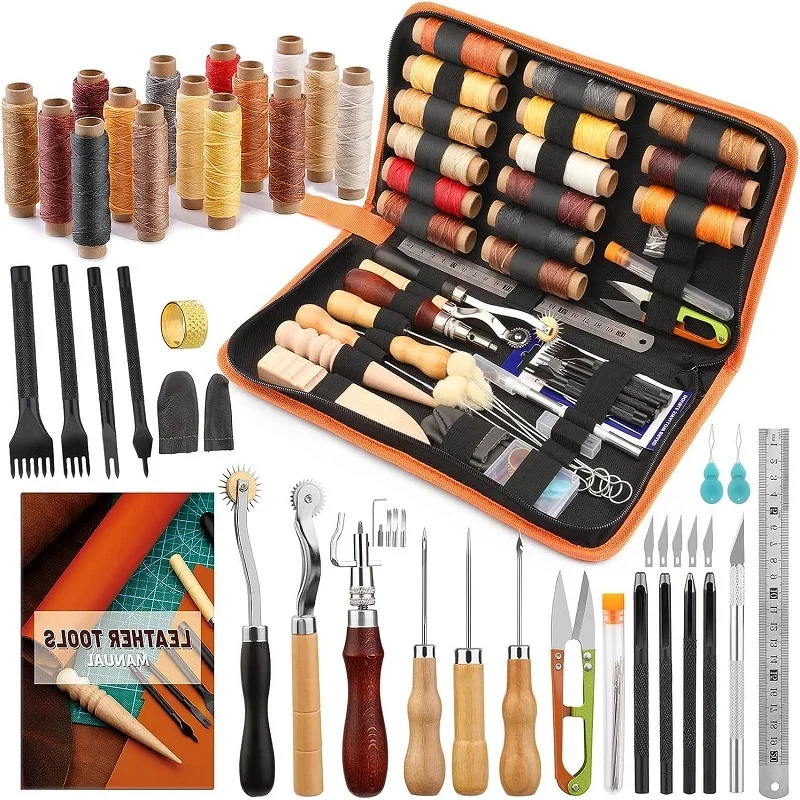 BUDDUR Leather Tools Kit With Waxed Thread And Hole Puncher Carving Knife For Leather Working DIY Handmade Craft Accessories Set
BUDDUR Leather Tools Kit With Waxed Thread And Hole Puncher Carving Knife For Leather Working DIY Handmade Craft Accessories Set
