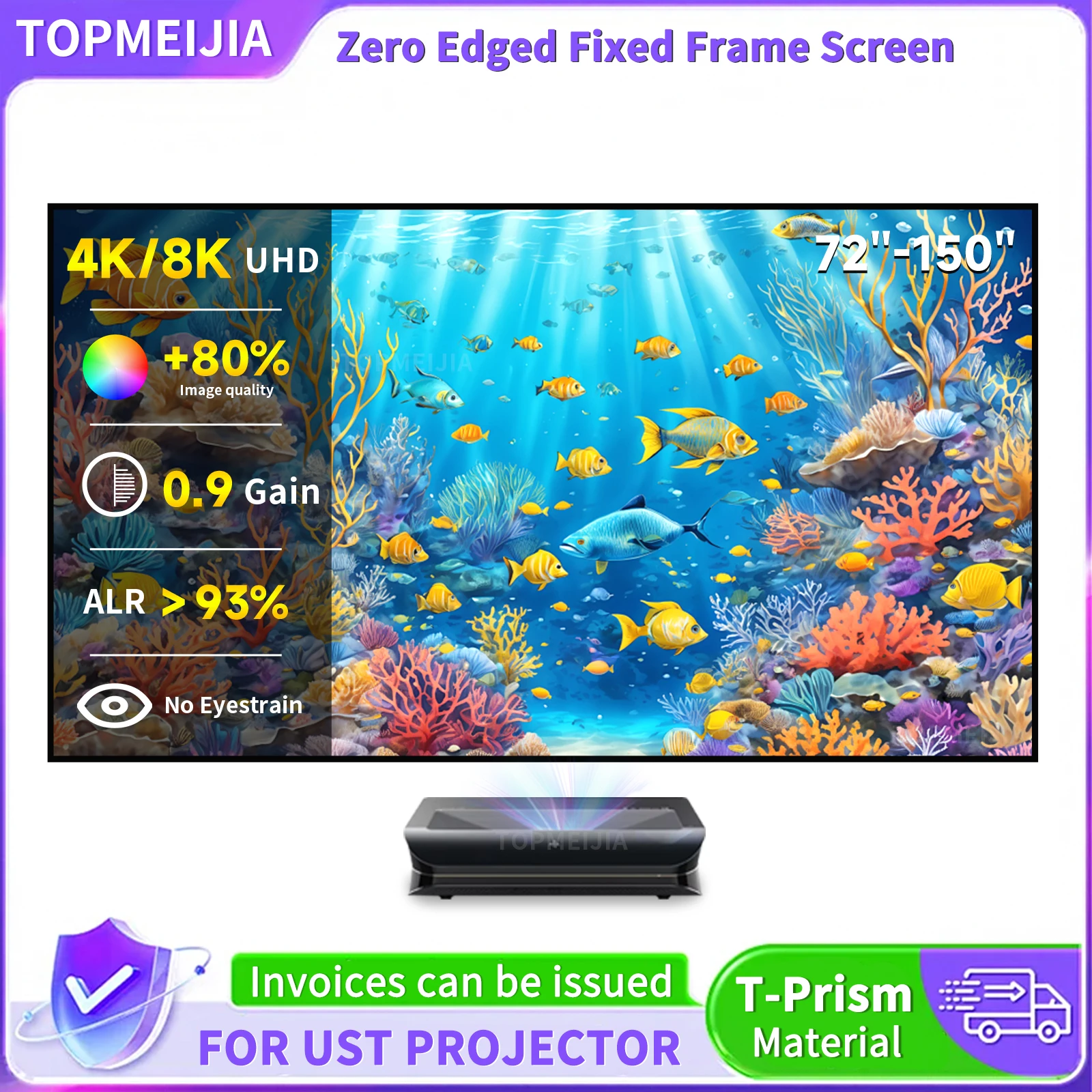 Макс. 150-дюймовый экран проектора 16:9 CLR/AL с фиксированной рамкой, серый противосветовой проекционный экран для ультракороткофокусного лазерного проектора 4K
Макс. 150-дюймовый экран проектора 16:9 CLR/AL с фиксированной рамкой, серый противосветовой проекционный экран для ультракороткофокусного лазерного проектора 4K