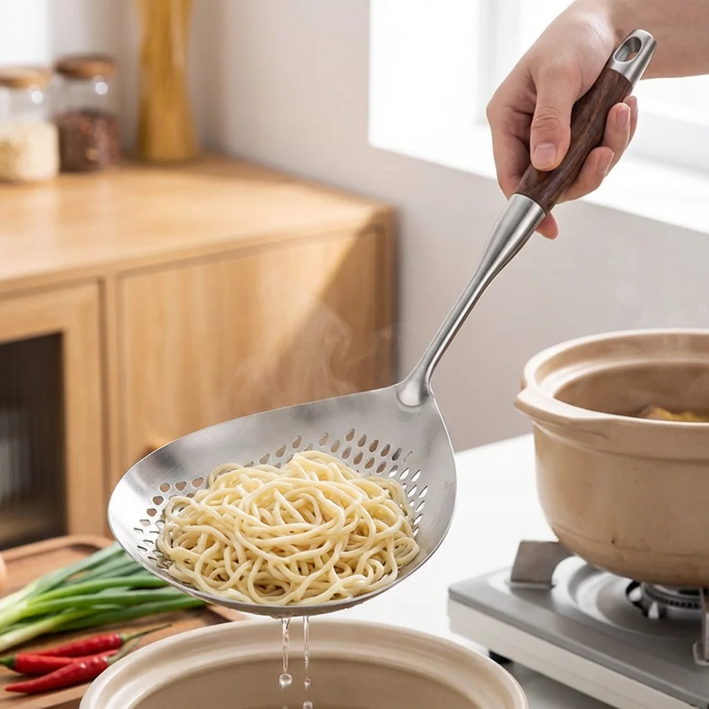 201 Stainless Steel Large Skimmer, Long Handle & Heat Resistant. 44x16cm, for Noodles, Dumplings, Deep Frying
201 Stainless Steel Large Skimmer, Long Handle & Heat Resistant. 44x16cm, for Noodles, Dumplings, Deep Frying